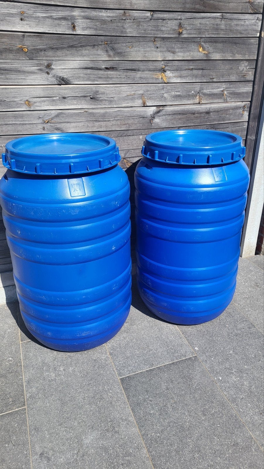 2x regenton/vat 220L met schroefdeksel, Jardin & Terrasse, Barils de pluie, Comme neuf, Synthétique, 150 litres ou plus, Enlèvement