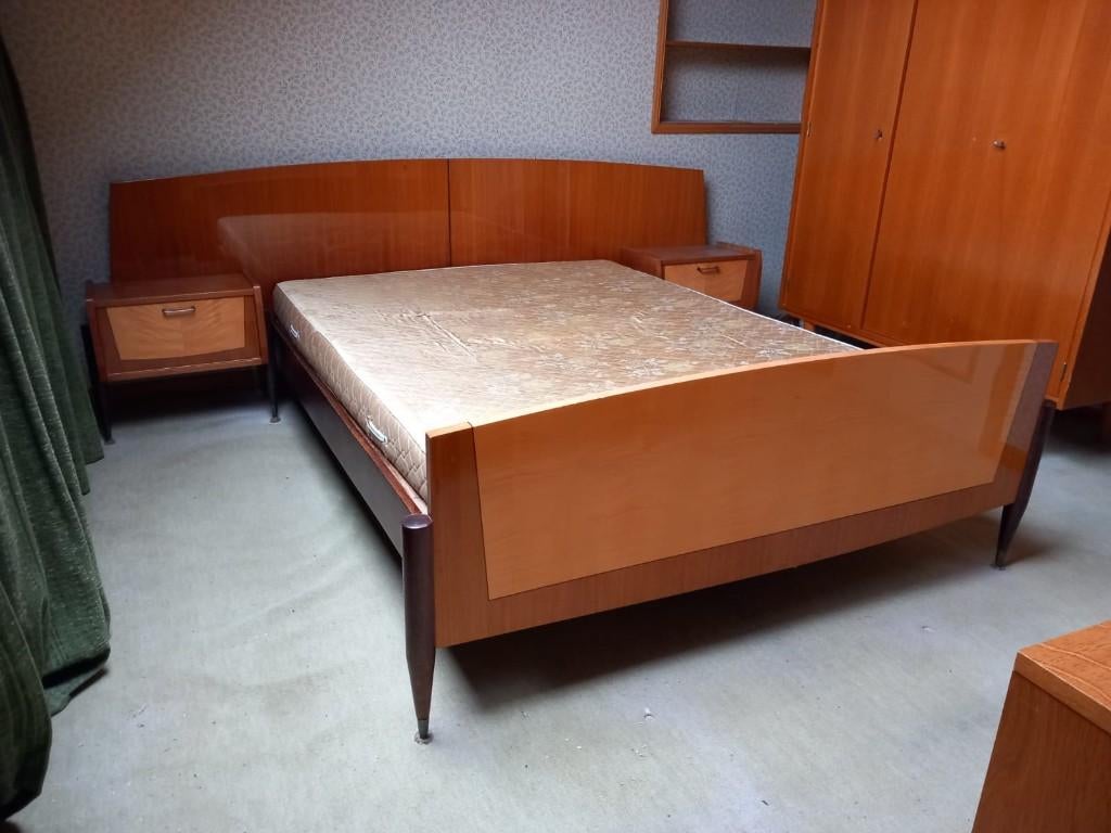 Vintage slaapkamer, Huis en Inrichting, Slaapkamer | Complete slaapkamers, Ophalen, Gebruikt, Tweepersoons, Vintage