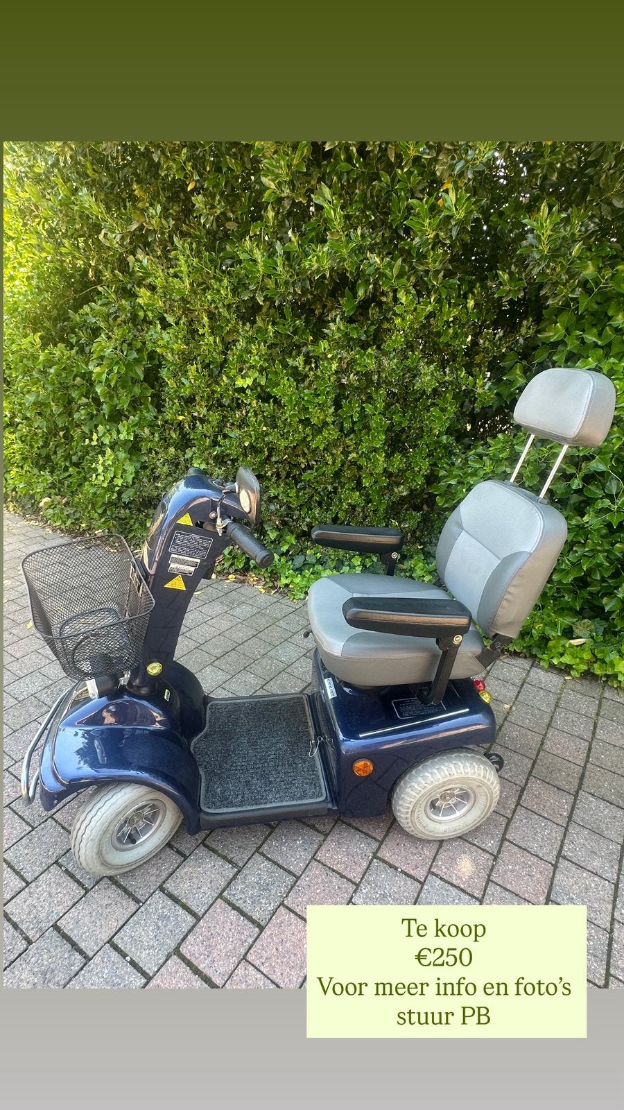 trottinette électrique avec panier avant et, Divers, Enlèvement, Comme neuf