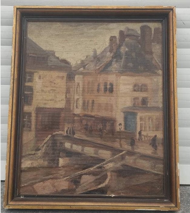 huile sur toile signe camille barthelemy, Enlèvement ou Envoi, Toile