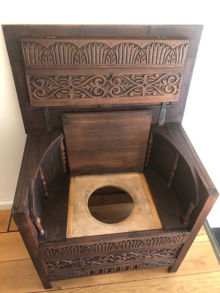 uniek ANTIEK TOILET - antieke houten toiletpot WC sanitair, Ophalen