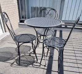 tuintafel met 3 stoelen, Ophalen, Gebruikt, Rond, Metaal