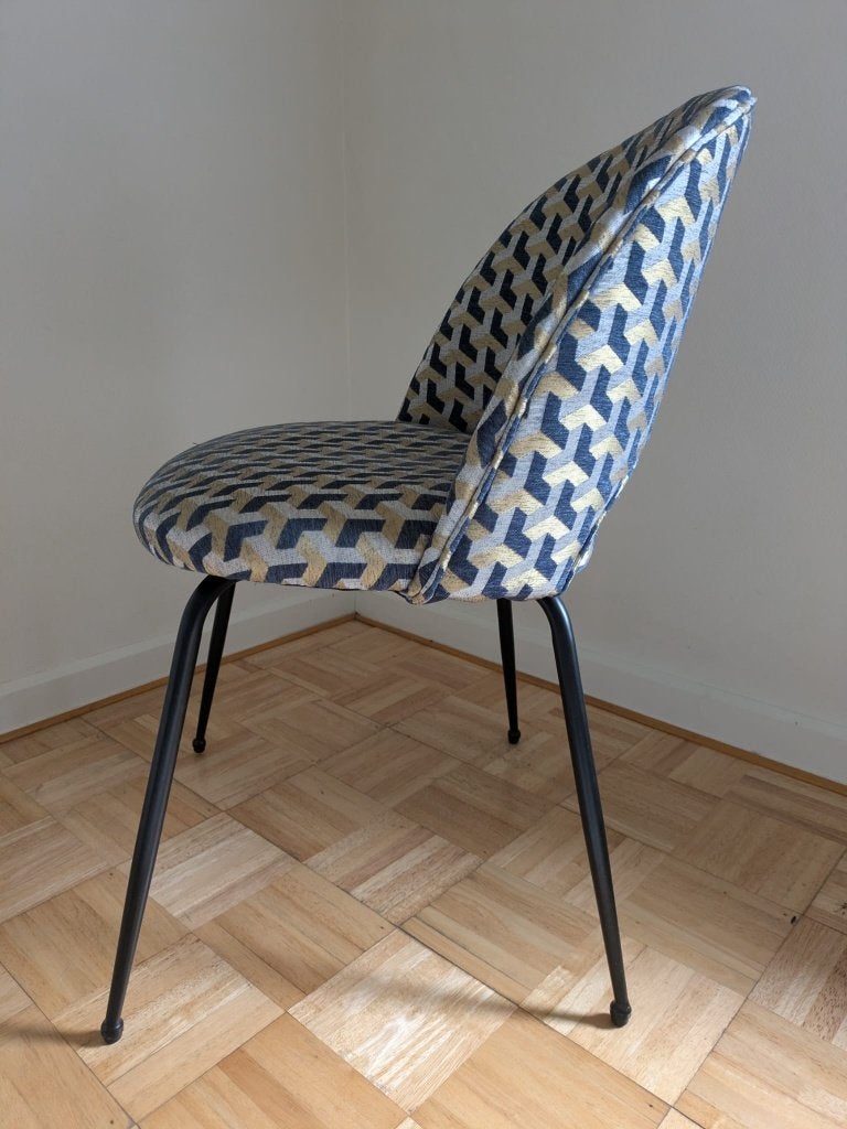 Chaise charmante Isys - MAISON DU MONDE, Maison & Meubles, Chaises, Velours vintage bleu et or à motifs géométriques., Autres couleurs