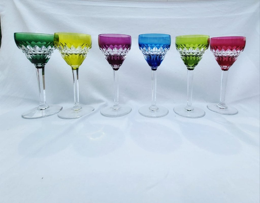 Prachtige set van 6 kristallen glazen – Val Saint-Lambert, Antiek en Kunst, Ophalen