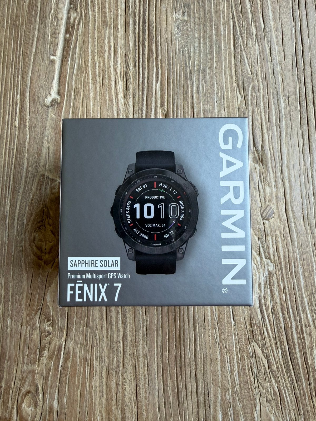 Garmin Fēnix 7 Sapphire Solar 47mm – doos + oplader, Gebruikt, Zwart, Ophalen of Verzenden, Waterdicht