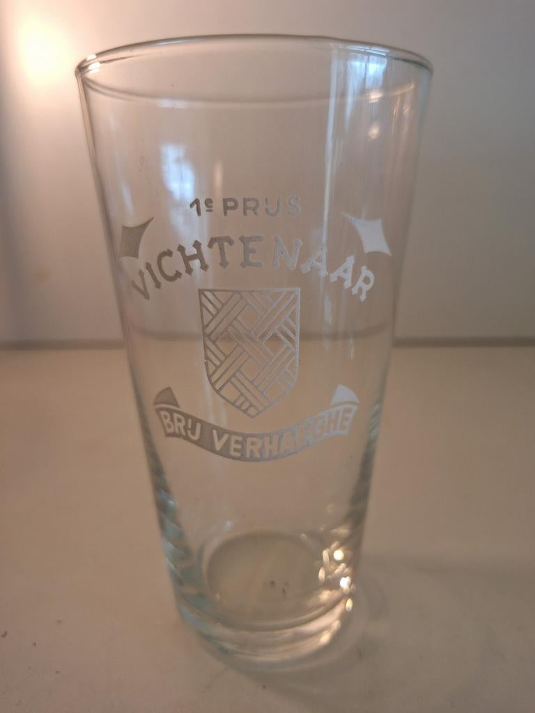 Oud bierglas Vichtenaar brouwerij Verhaeghe Vichte, Verzamelen, Ophalen of Verzenden