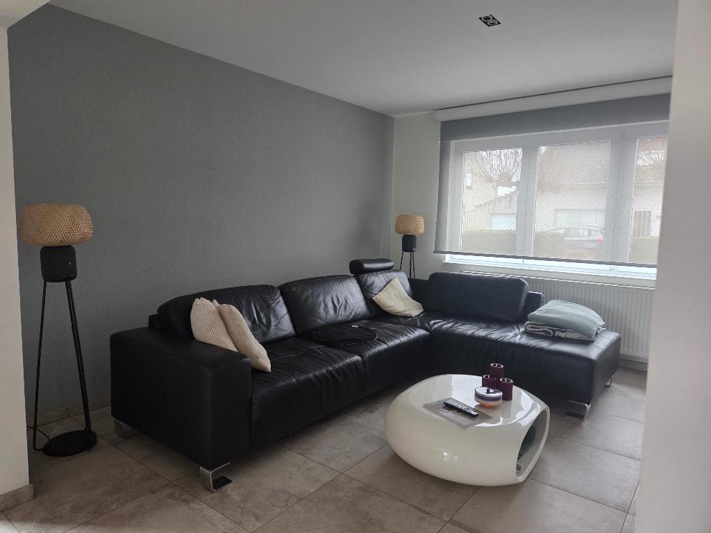 Lederen hoekzetel zwart, Huis en Inrichting, Ophalen, Gebruikt, Leer, Neutraal