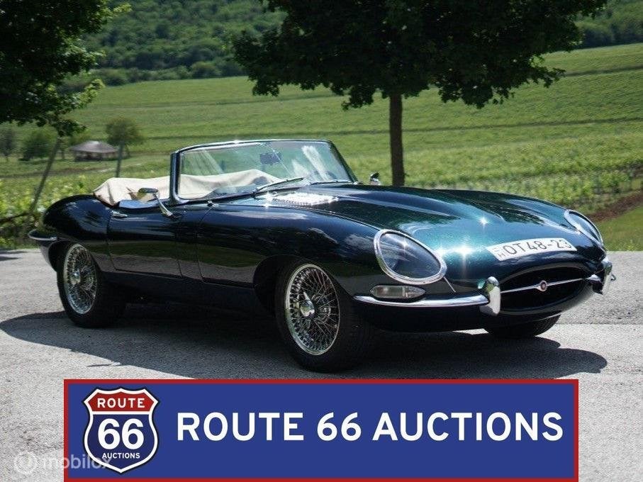 Jaguar E-Type Series 1 Cabriolet | 1963 | Route 66 Auctions, Auto's, Zwart, Bedrijf, Handgeschakeld, Overige carrosserie