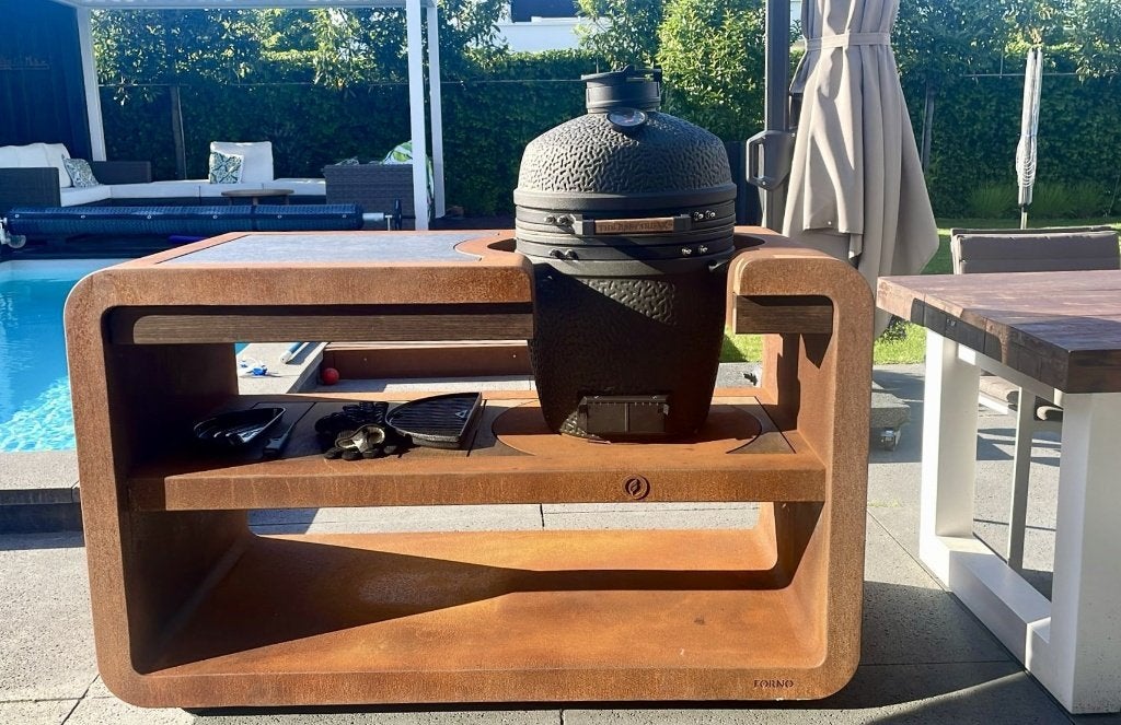 Cortenstaal Kamado Buitenkeuken, Tuin en Terras, Buitenkeukens, Ophalen of Verzenden, Nieuw, Houtskool, Vrijstaand
