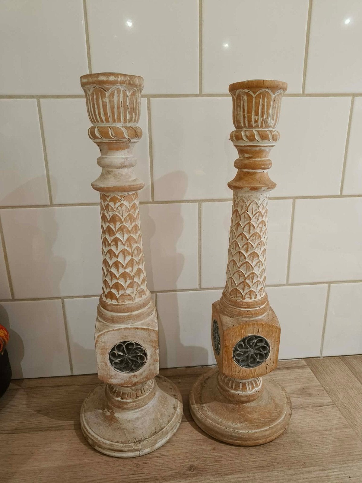2 landelijke kandelaars, Huis en Inrichting, Woonaccessoires | Kandelaars en Kaarsen, Ophalen