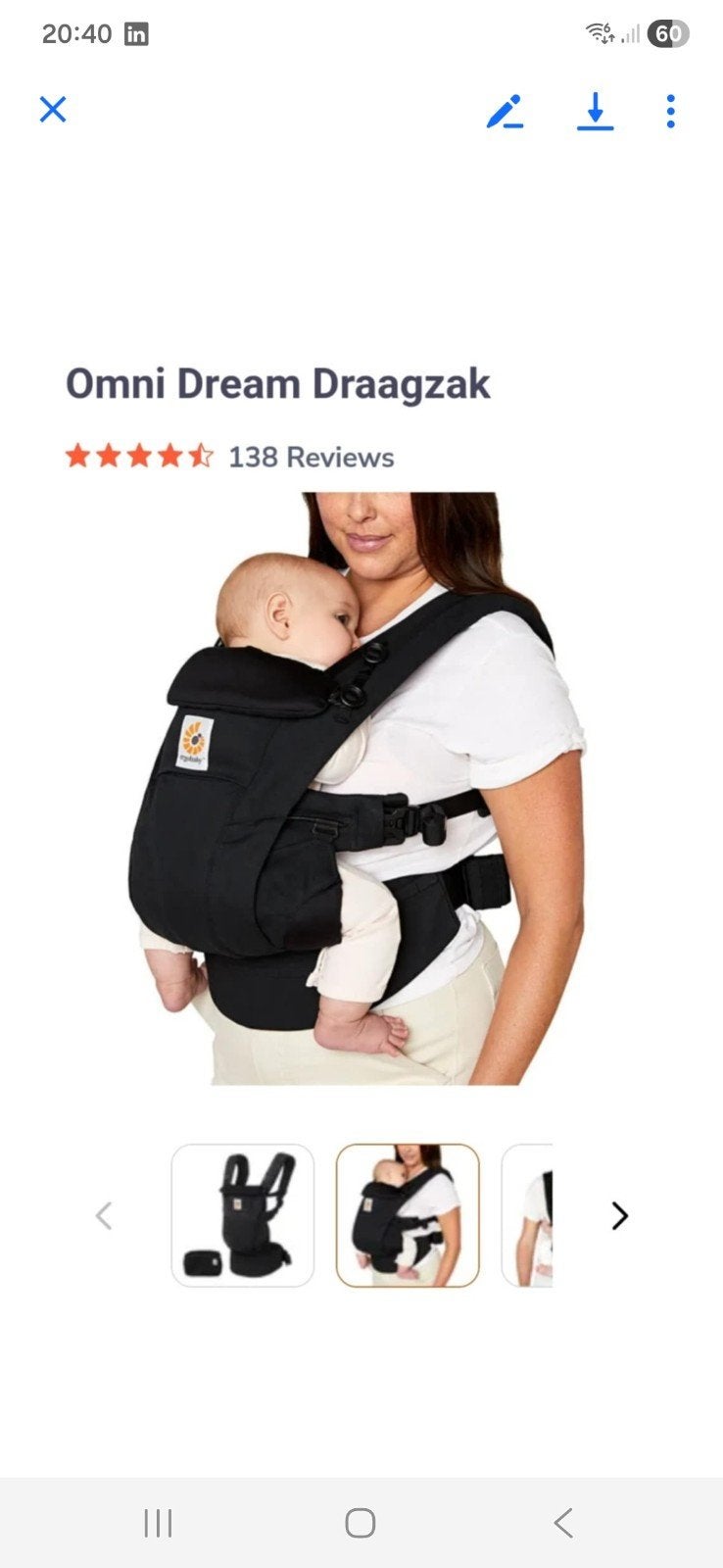Draagzak van Ergobaby, Kinderen en Baby's, Babydragers en Draagdoeken, Ophalen of Verzenden, Nieuw, Buik of Rug, Draagzak