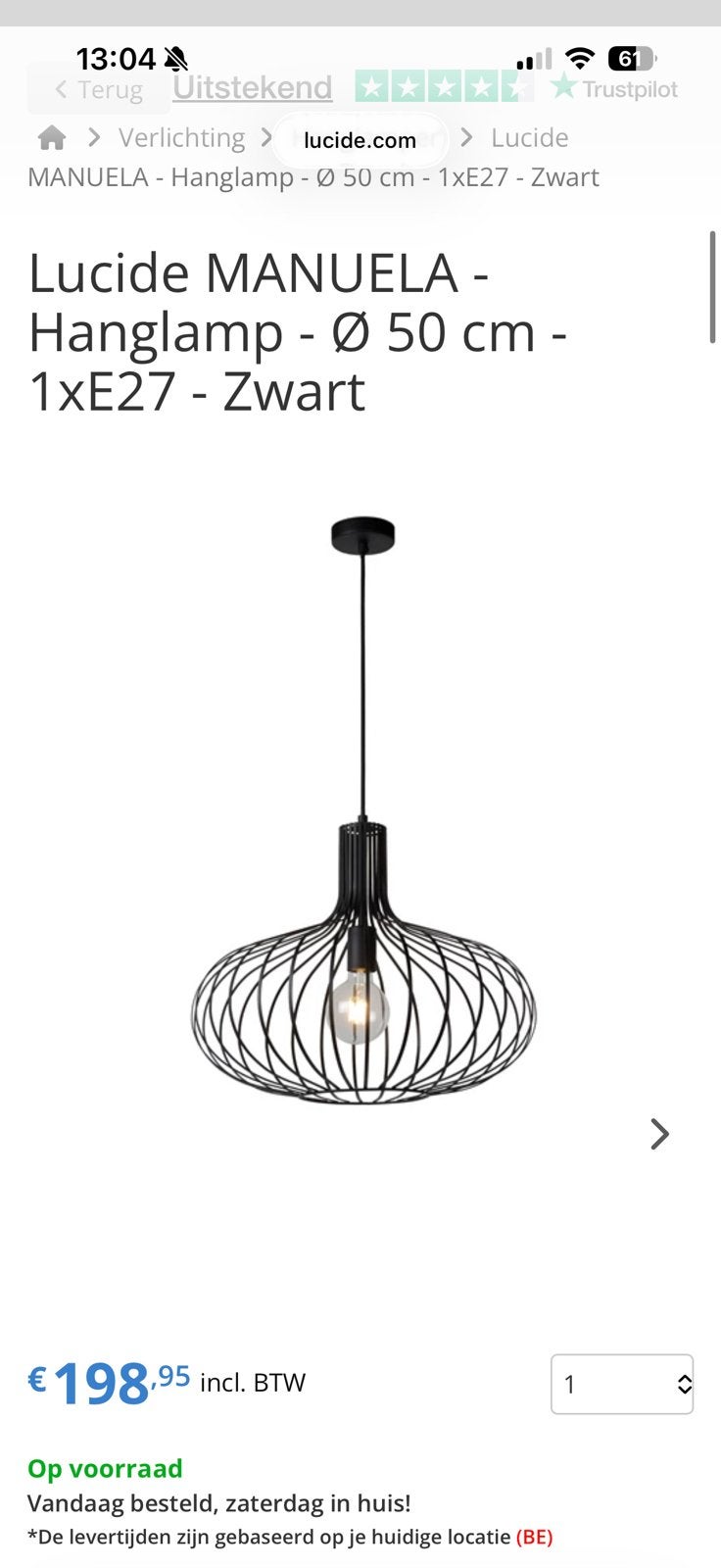 Hanglamp Lucide, Enlèvement, Comme neuf
