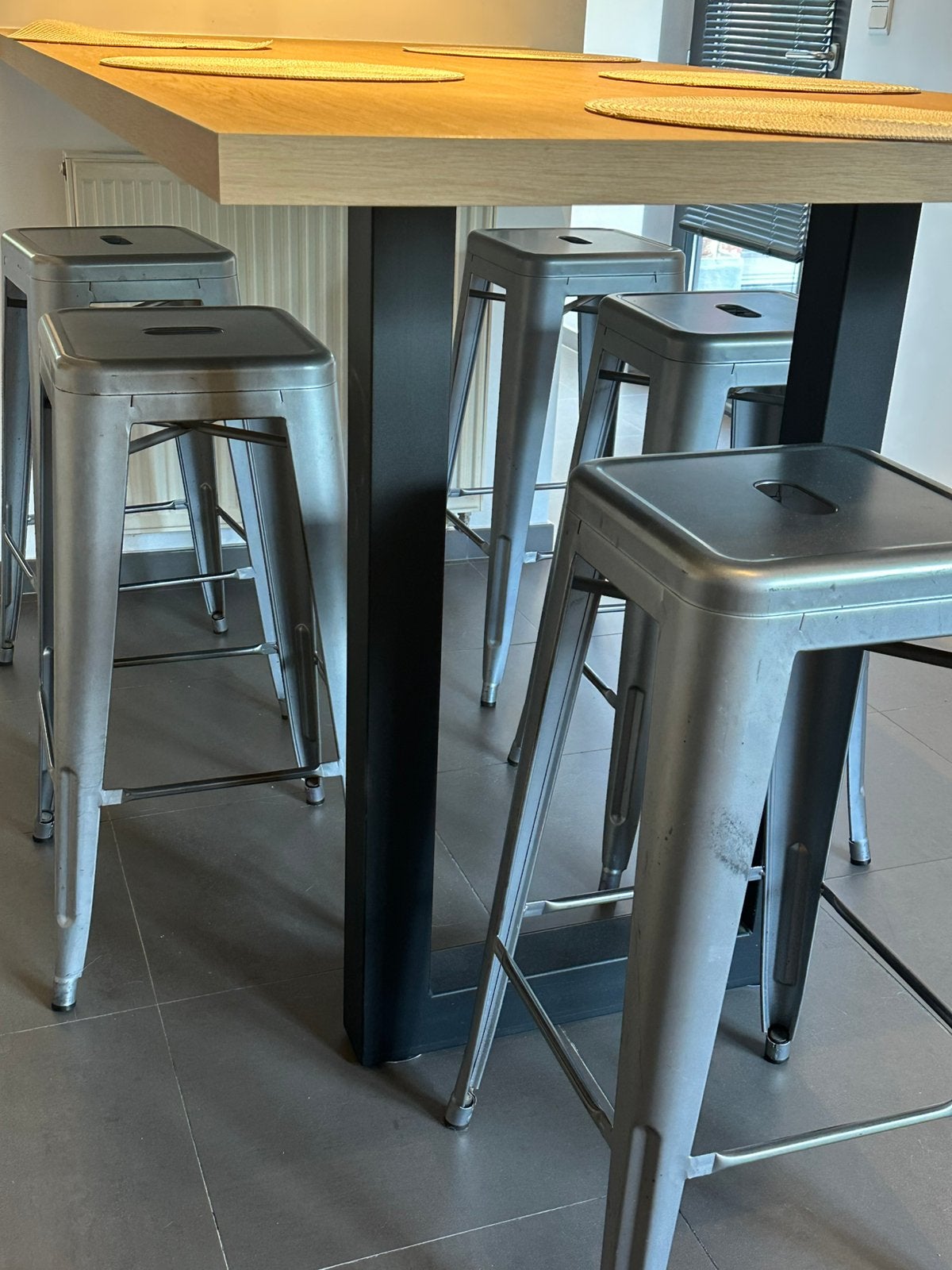 Lot de 5 tabourets de bar / chaises hautes style industriel, Huis en Inrichting, Ophalen, Met voetsteun, 60 tot 90 cm, Metaal