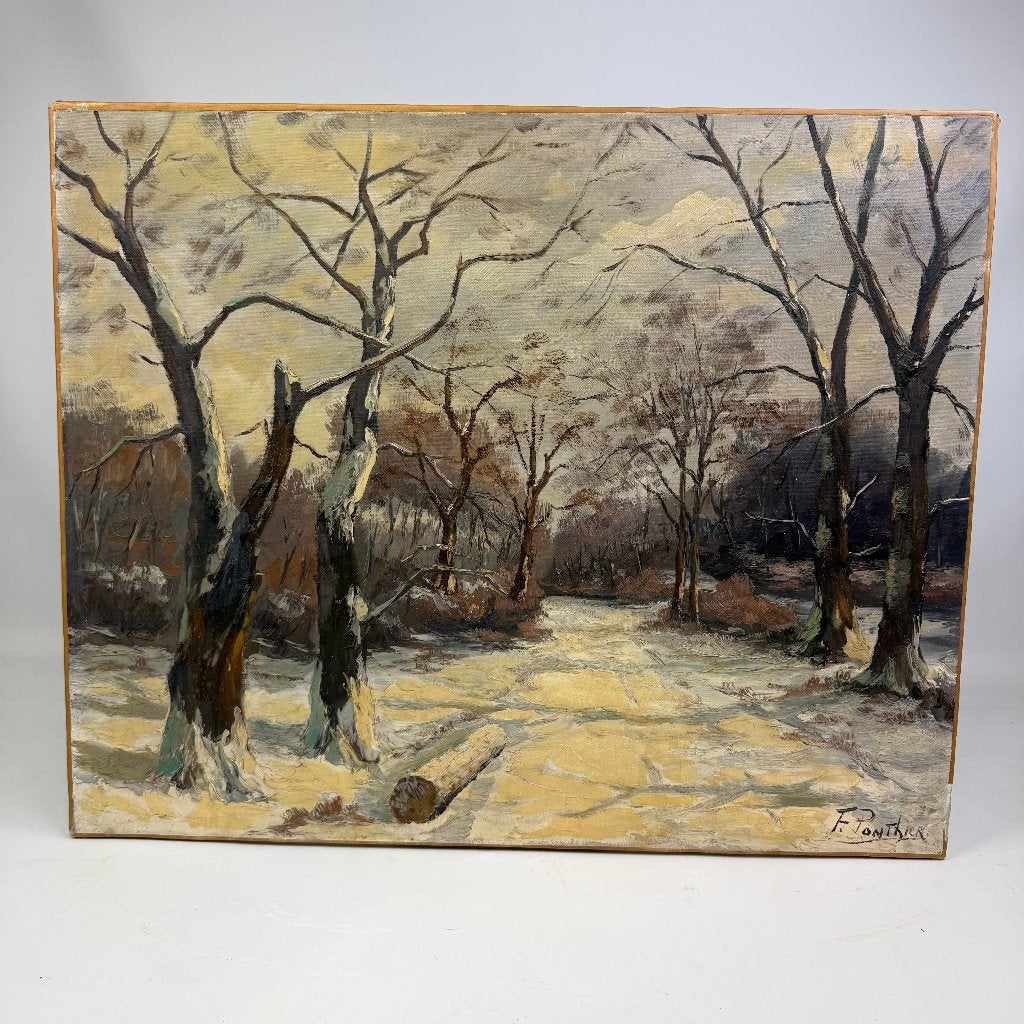 Huile sur toile « L'hiver dans les bois »de Fernand Ponthier, Antiquités & Art, Art | Peinture | Classique, Enlèvement ou Envoi
