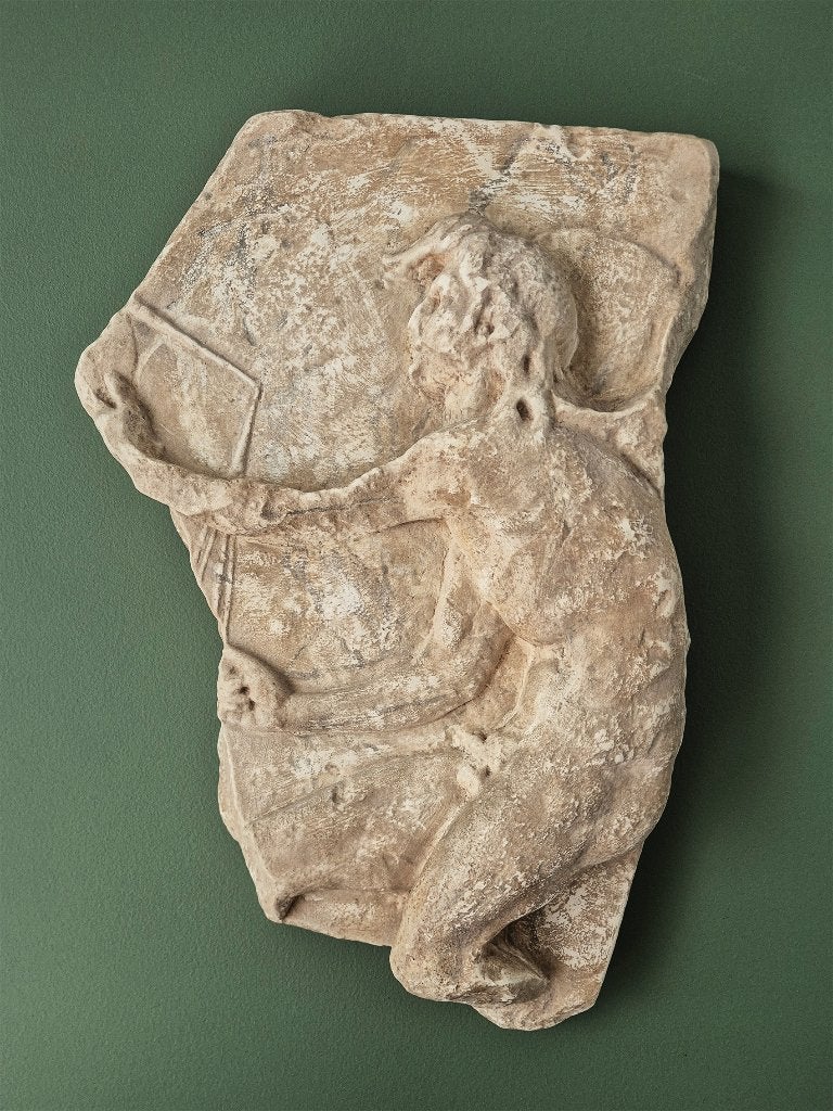Reliëf van de god Kairos Gips, Antiek en Kunst, Gips, Ophalen of Verzenden, Wanddecoratie, 20 - 50 cm