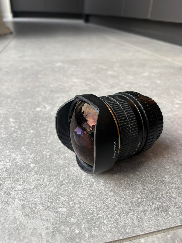 Samyang 8mm f/3.5 Fisheye CS lens – perfecte staat, Ophalen, Zo goed als nieuw