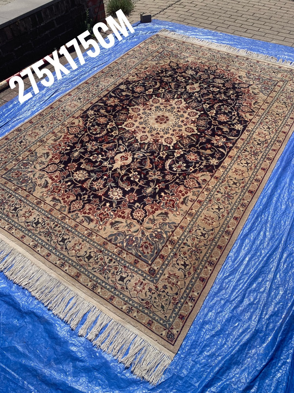 Superbe NAIN Iranien laine et soie dim 275 x 175 cm, Enlèvement, Utilisé