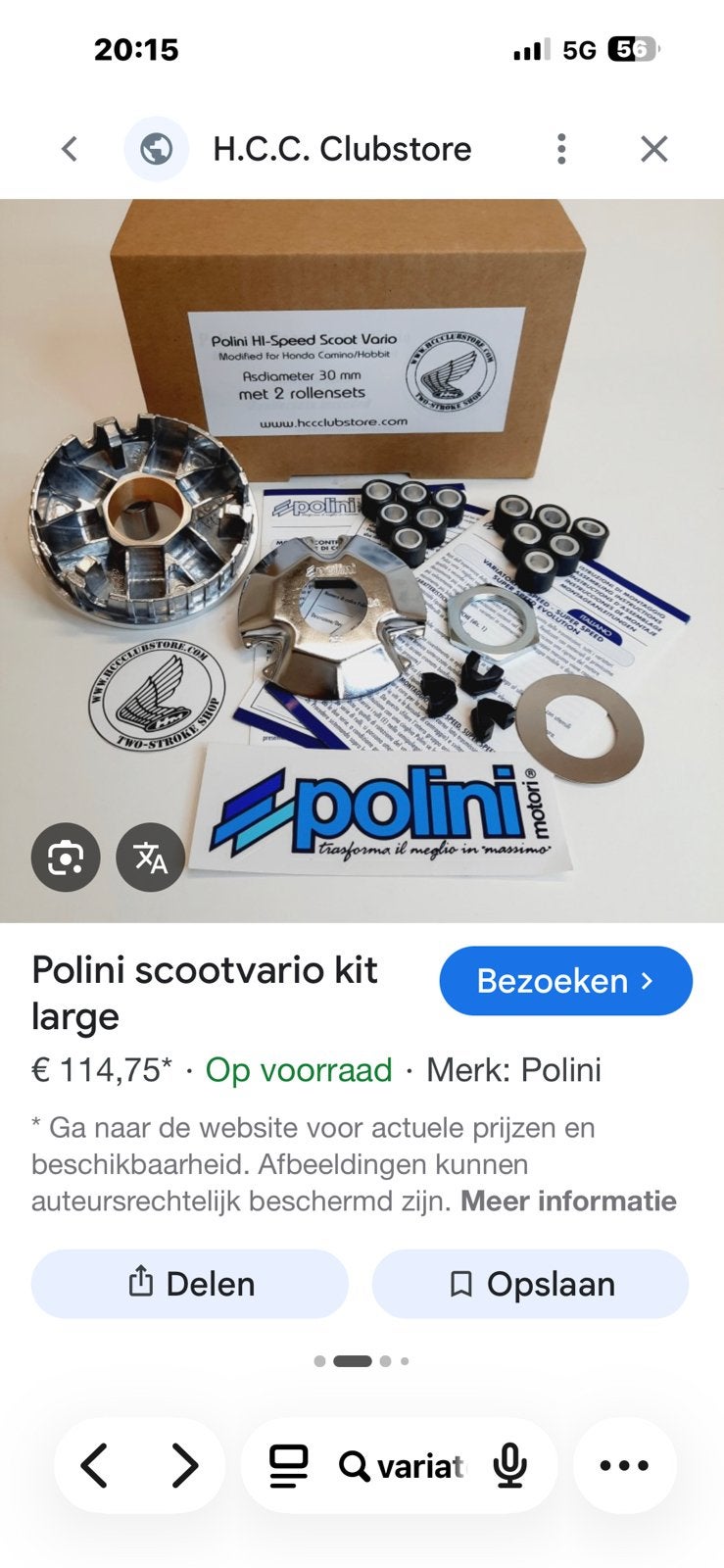 Te koop gevraagd: scootvario kit honda camino, Ophalen