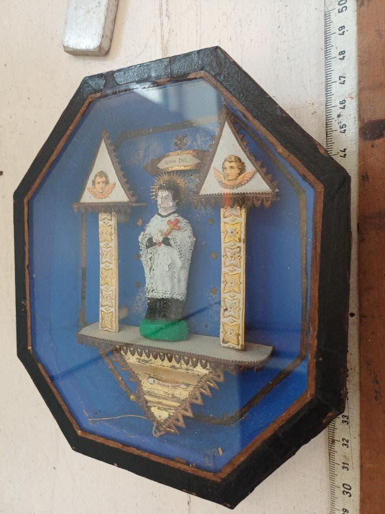 reliquaire religieux tres ancien/ sous verre, Antiquités & Art, Enlèvement ou Envoi