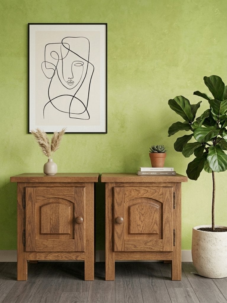 2 tables de chevet en bois massif 53x35x54cm, Enlèvement, Utilisé, Bois, 45 à 65 cm