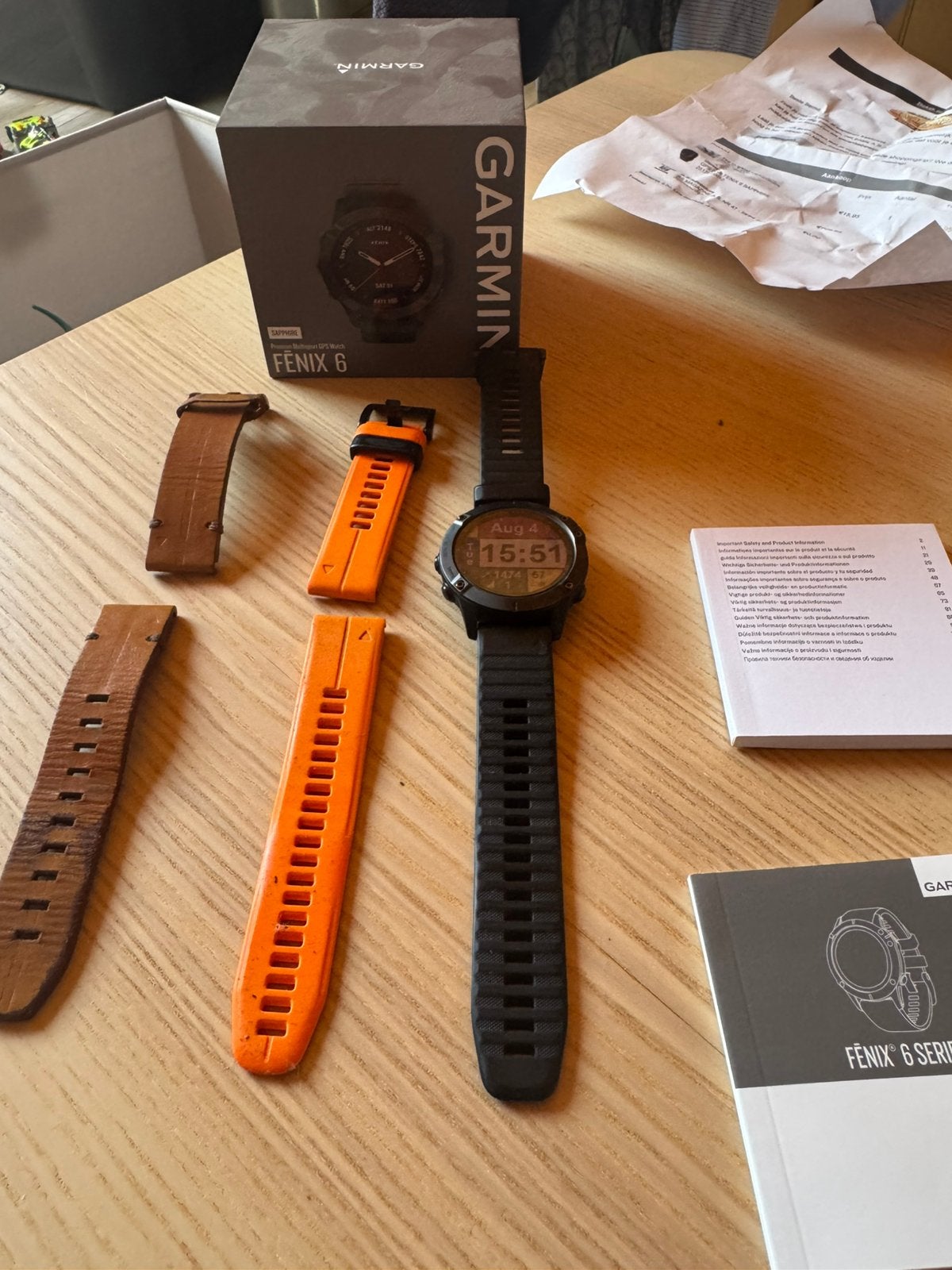 garmin fenix 6 sapphire 46mm, Étanche, Garmin, Comme neuf, Enlèvement