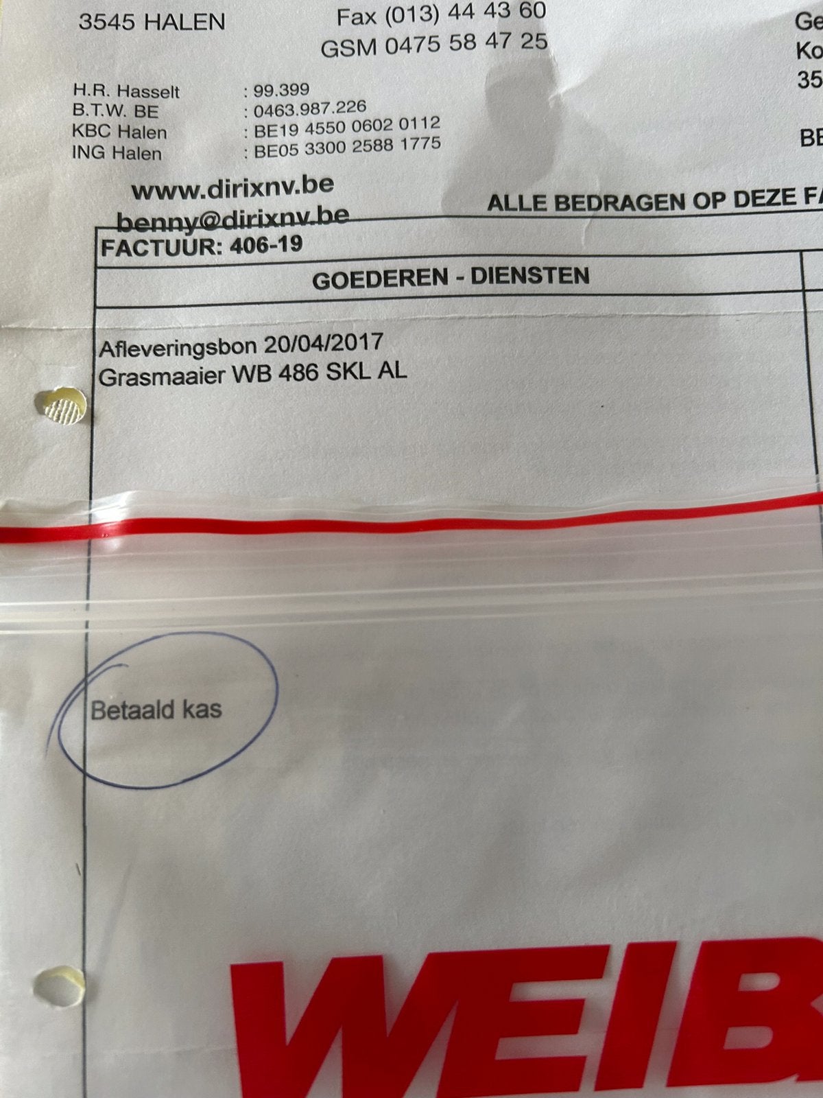 Grasmaaier WB486SKL AL Weibang, Ophalen, Gebruikt, Weibang