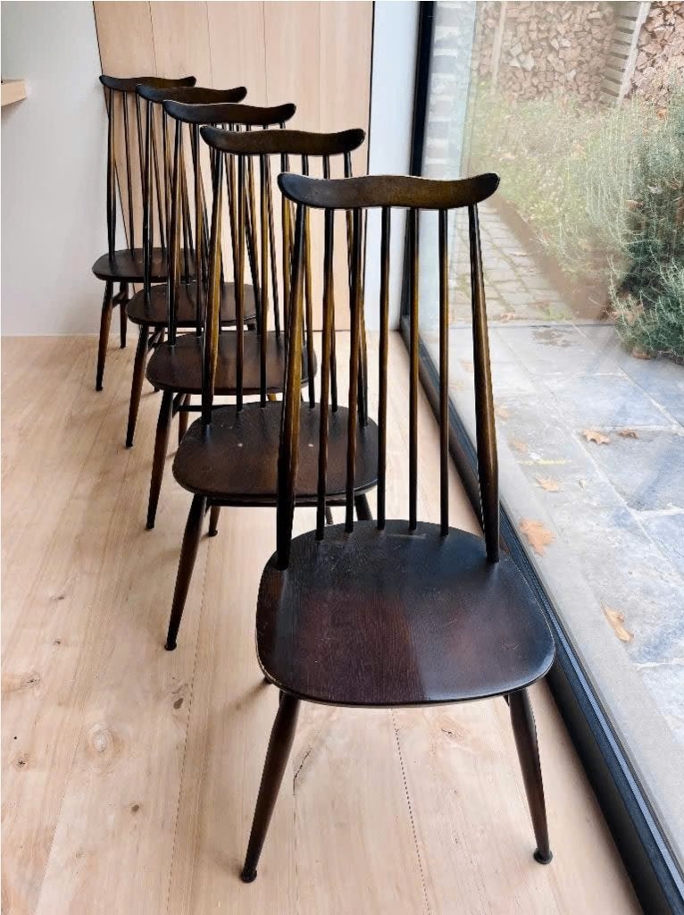 5 Ercol stoelen, Maison & Meubles, Brun, Enlèvement, Bois, Cinq, Six Chaises ou plus