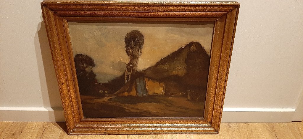Oud schilderij, Ophalen, Expressionistisch, Bijzondere lijst, Landschap