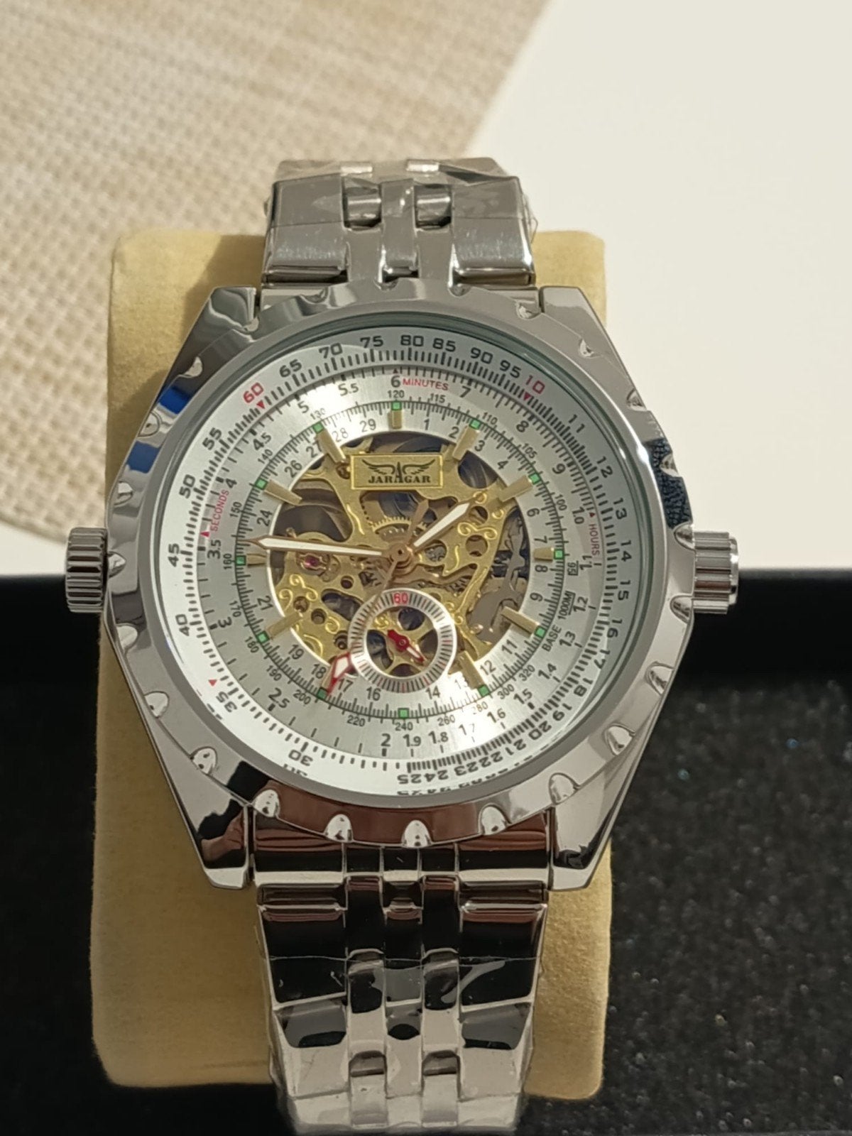 Montre Homme Automatique JARAGAR Squelette - Acier Inoxydabl, Envoi, État, Argent