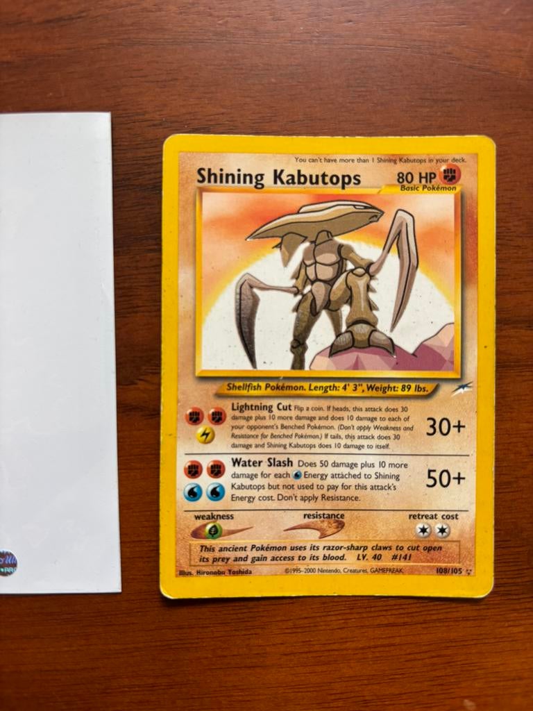 Pokémon Shining Kabutops Neo Destiny, Hobby en Vrije tijd, Verzamelkaartspellen | Pokémon, Ophalen, Zo goed als nieuw