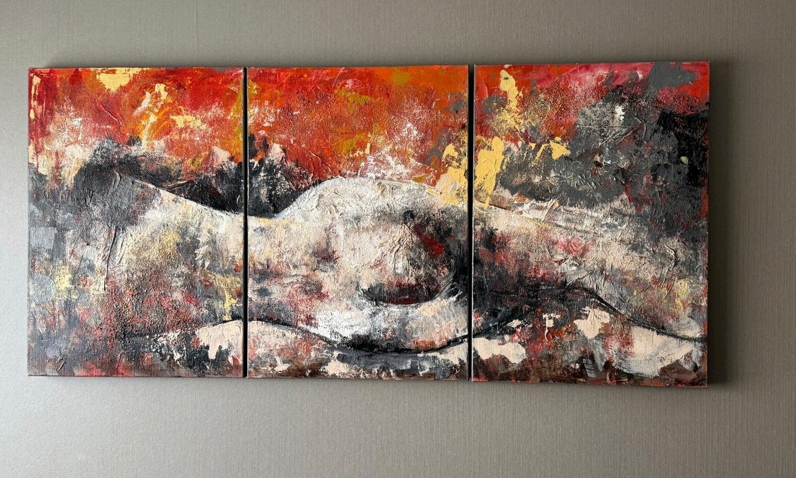 3-delig Schilderij met certificaat van echtheid, Antiek en Kunst, Ophalen
