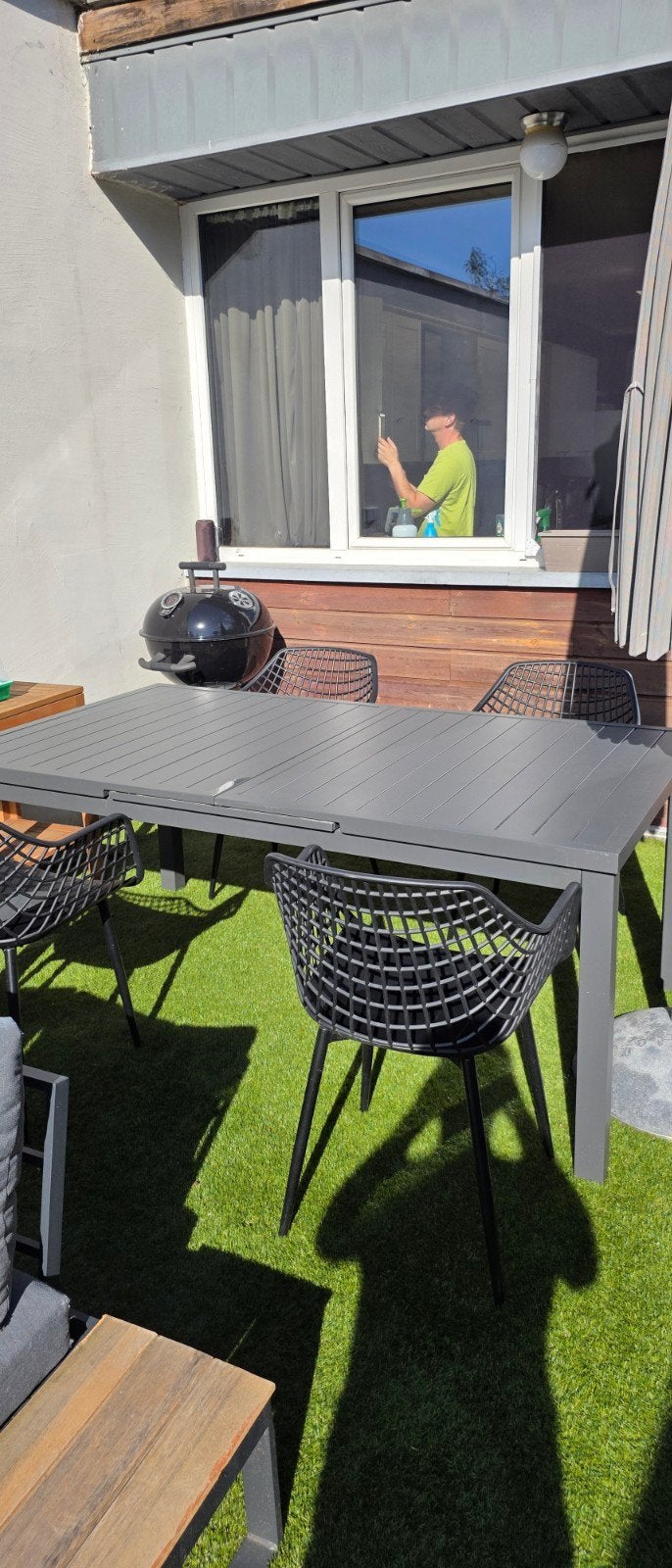 metalen tuin tafel uittrekbaar zonder stoelen, Ophalen, Zo goed als nieuw, Tuinset