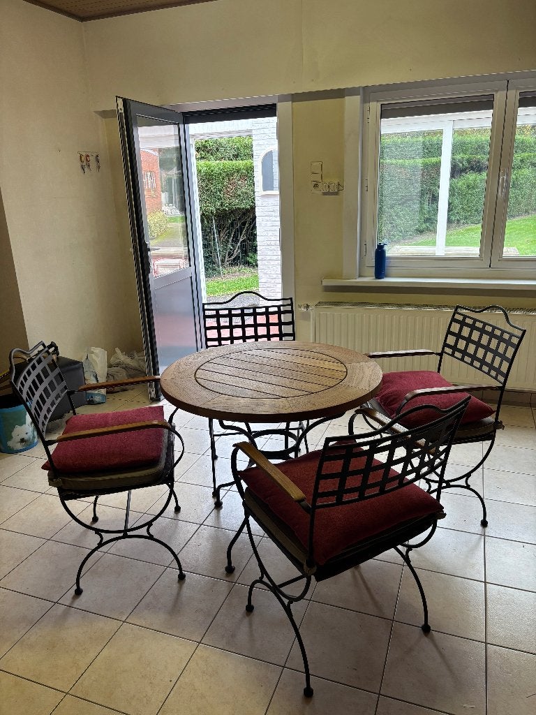 Tafel en 4 stoelen, Ophalen, Gebruikt, 50 tot 100 cm, Rond