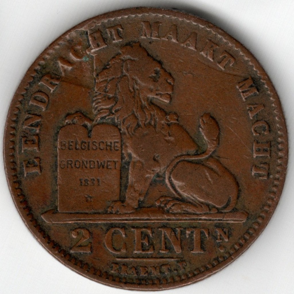 Belgique : 2 centimes 1911 NL frappés sur plaque défectueuse, Timbres & Monnaies, Monnaies | Belgique, Enlèvement ou Envoi, Bronze