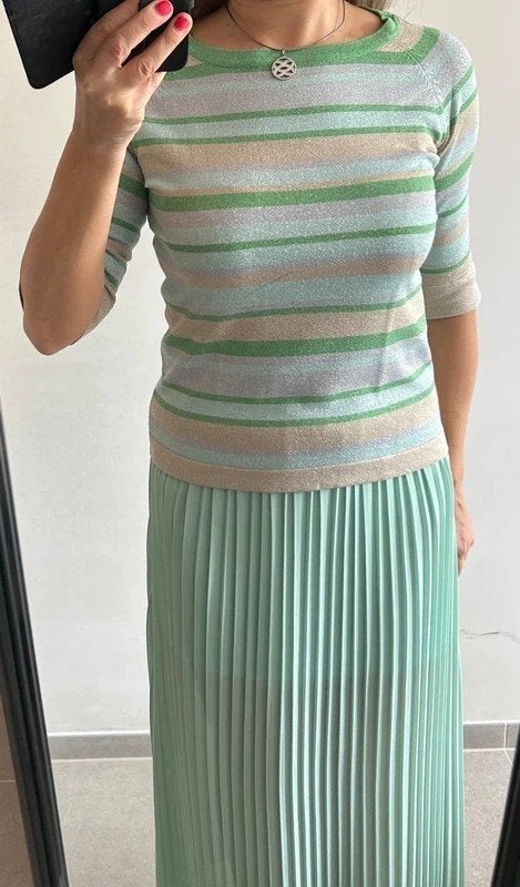 Gestreepte mint-shirt NIEUW, Kleding | Dames, T-shirts, Maat 38/40 (M), Foliez, Nieuw, Ophalen of Verzenden