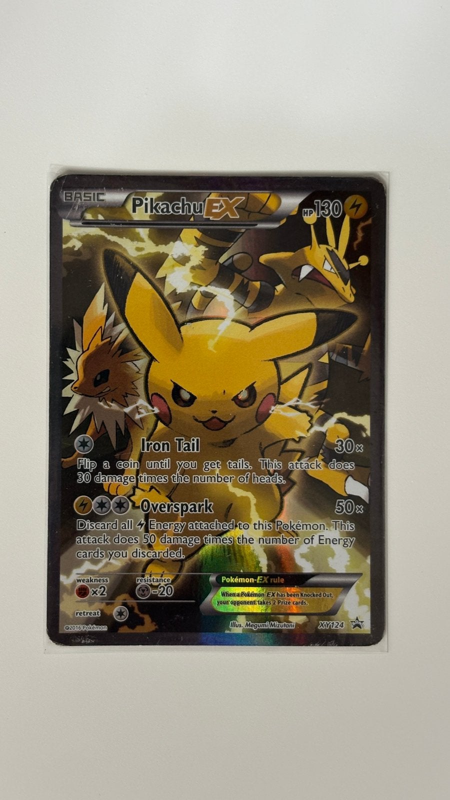 Zeldzame Pikachu EX XY124, Hobby en Vrije tijd, Verzamelkaartspellen | Pokémon, Zo goed als nieuw, Losse kaart, Foil, Ophalen of Verzenden
