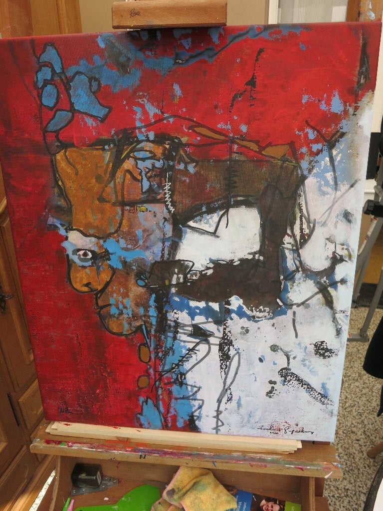 art moderne, Enlèvement, Signé, Technique mixte, Abstrait