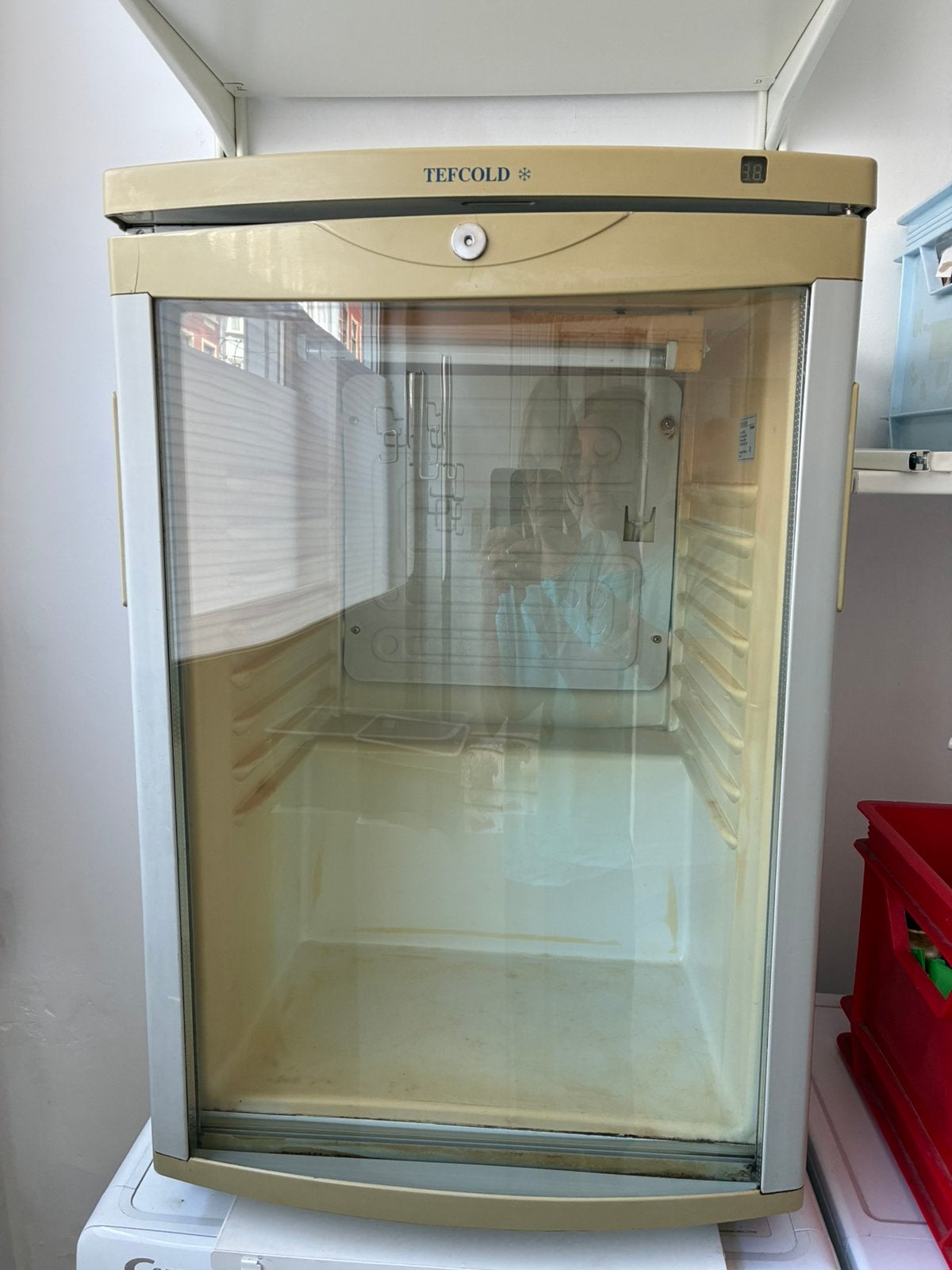 Koelkast met glazen deur, Elektronische apparatuur, Koelkasten en IJskasten, Ophalen, 45 tot 60 cm, Zonder vriesvak, Gebruikt
