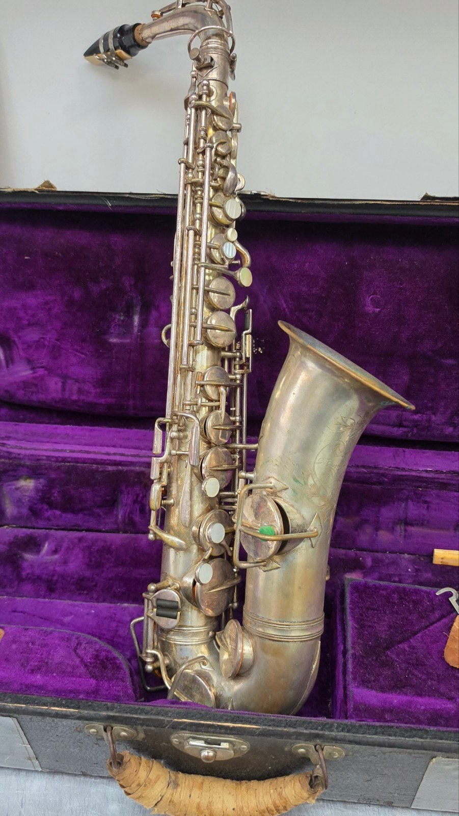 Sax alto merk frank hilton elkhorn usa van jaar 1920, Ophalen