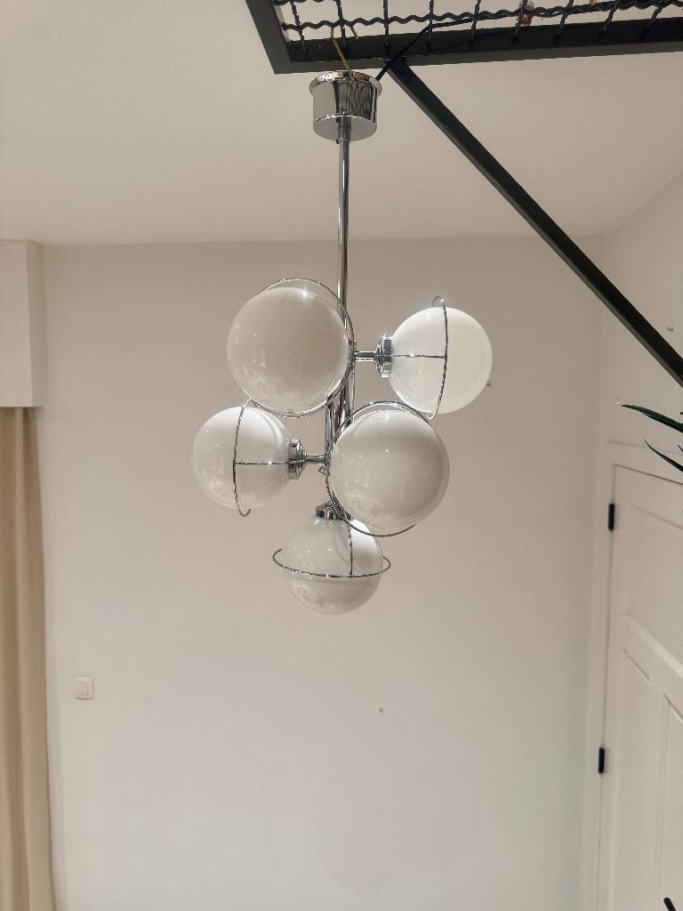 Vintage space age hanglamp / lamp, Ophalen, Zo goed als nieuw, Glas