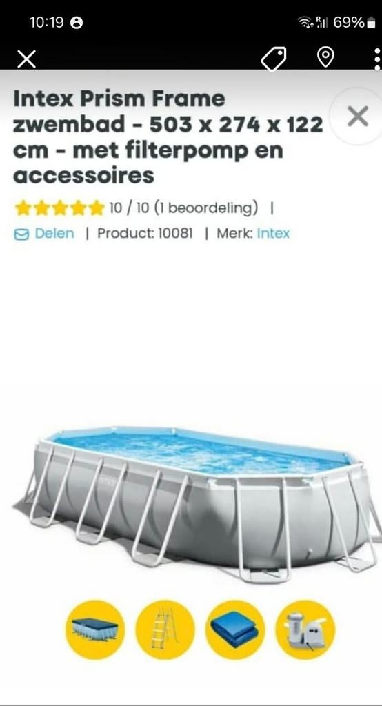Intex zwembad + toebehoren, Tuin en Terras, Gebruikt, 200 tot 300 cm, Ovaal, Ophalen