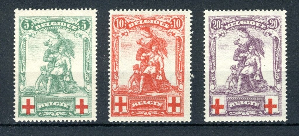 (B) 126/128 MH 1914 - Au profit de la Croix-Rouge - 2, Trace d'autocollant, Non oblitéré, Croix-Rouge, Envoi