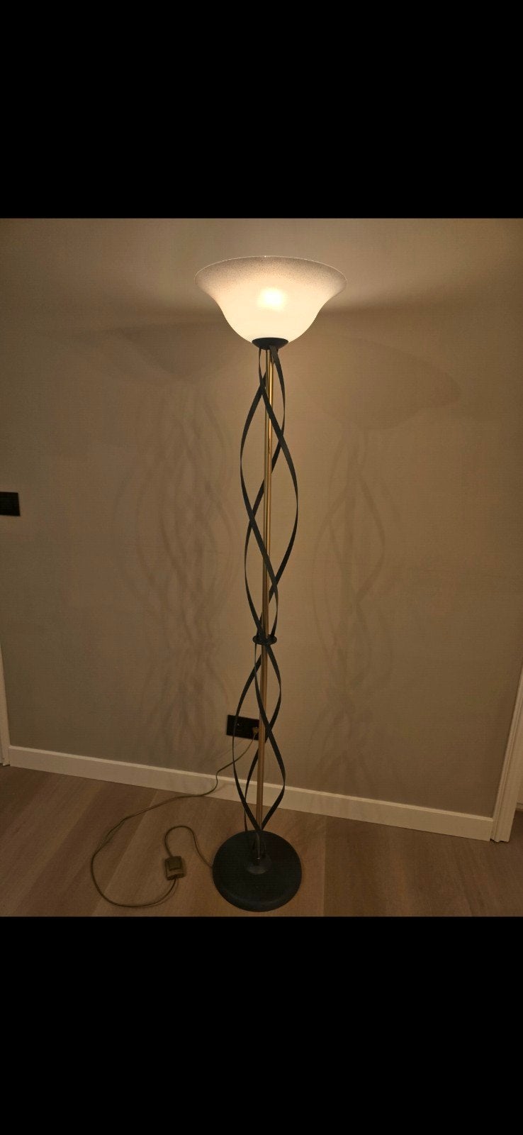 Vintage Jaren 90 Spiraal Vloerlamp / Uplighter – Massive, Verre, Postmodernisme, 150 à 200 cm, Enlèvement