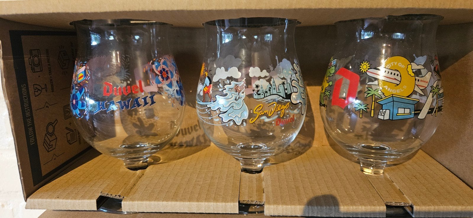 3 amerikaanse duvel glazen, Verzamelen, Biermerken, Ophalen of Verzenden