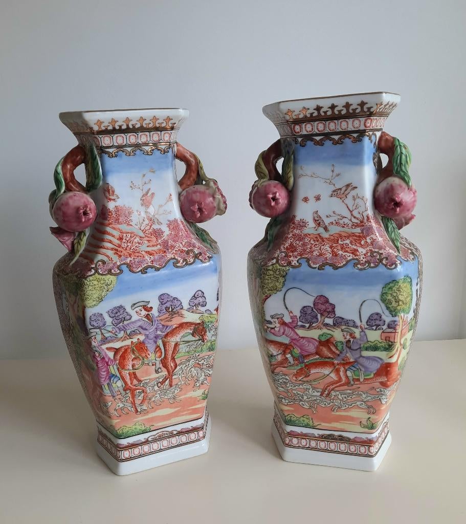 Set Chinese stijl vazen - famille rose decor, Ophalen