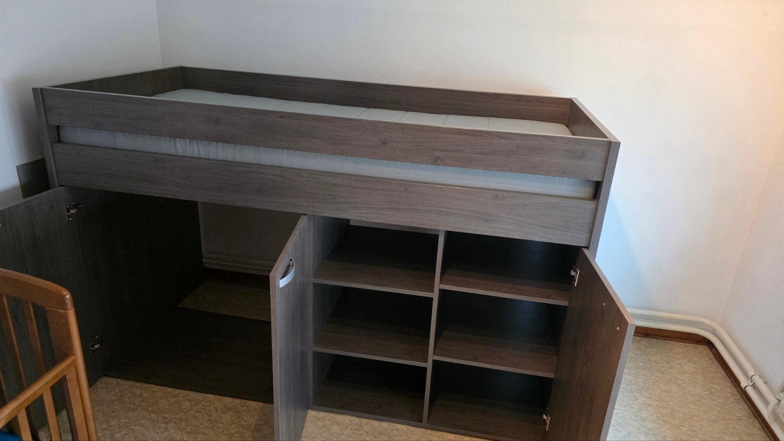 Eenpersoonsbed MET MATRAS, Kinderen en Baby's, Ophalen, Zo goed als nieuw, Halfhoogslaper