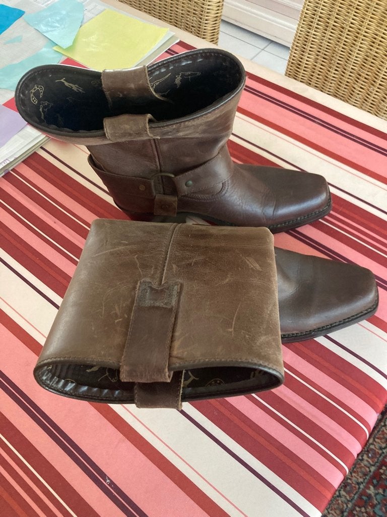 Lederen western laarzen, Vêtements | Hommes, Chaussures, Bottes, Comme neuf, Brun, Enlèvement