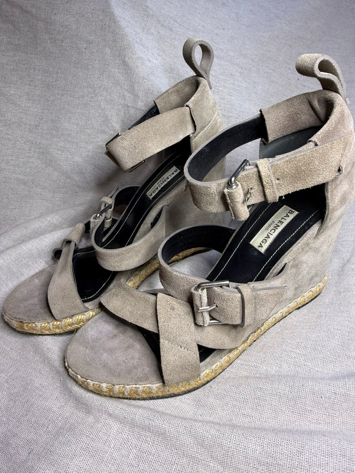Balancoaga sandales compensees espadrille T38/38,5, Enlèvement ou Envoi, Comme neuf, Blanc
