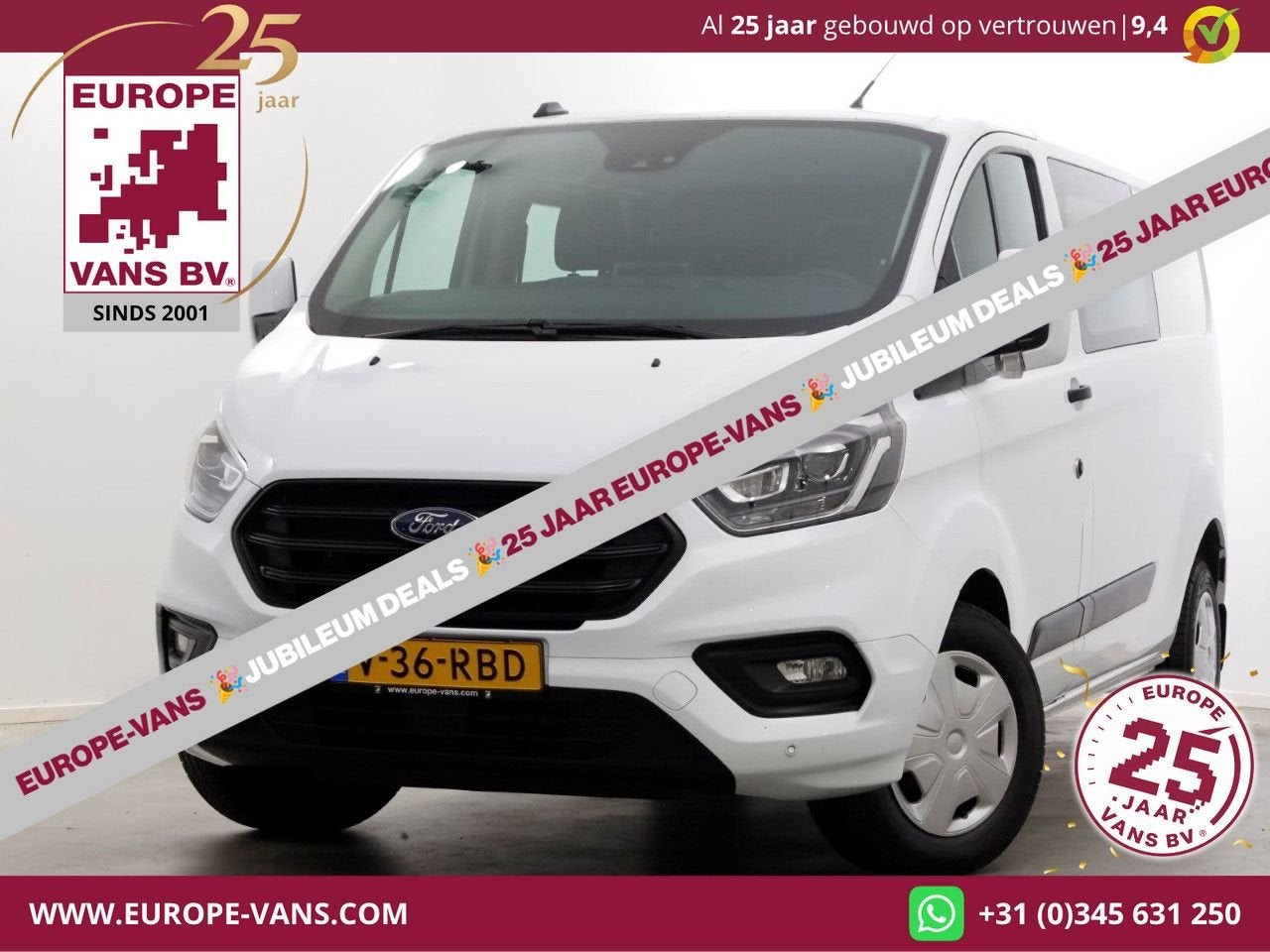 Ford Transit Custom 320 2.0 TDCI 130pk Automaat L2H1 Trend D, Auto's, Bestelwagens en Lichte vracht, Automaat, Parkeersensor, Wit