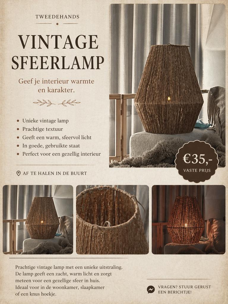 Sfeervolle rotan windlicht – warm en cosy licht - j-line, Enlèvement, Comme neuf